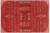 handmade Geometric Kurjean Red Blue Hand Knotted RECTANGLE 100% WOOL area rug 6x8
