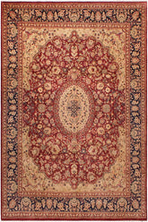 Traditional Hussani Jenifer Red Blue Hand Knotted Area rugs 9X11
