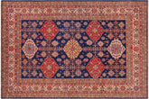 handmade Geometric Super Kazak Blue Beige Hand Knotted RECTANGLE 100% WOOL area rug 8' x 10'