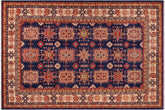 handmade Geometric Super Kazak Blue Beige Hand Knotted RECTANGLE 100% WOOL area rug 8' x 10'