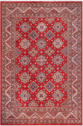 handmade Geometric Super Kazak Red Beige Hand Knotted RECTANGLE 100% WOOL area rug 12X15