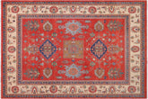 handmade Geometric Kazak Red Beige Hand Knotted RECTANGLE 100% WOOL area rug 10'X14'