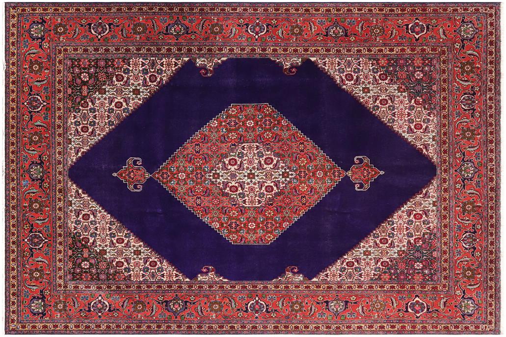 handmade Traditional Tabriz Blue Rust Hand Knotted RECTANGLE 100% Wool Pile area rug 10x13
