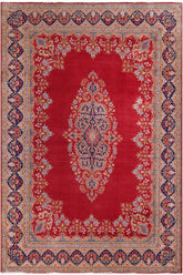 Traditional handmade Persian vintage distressed Pink Blue Hand Knotted RECTANGLE 100% WOOL area rug 10X12