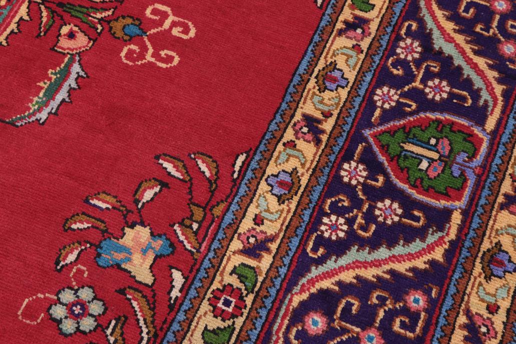 handmade Traditional Tabriz Red Blue Hand Knotted RECTANGLE 100% Wool Pile area rug 10x13
