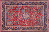 handmade Traditional Kashan Red Blue Hand Knotted RECTANGLE 100% WOOL area rug 10 x 14