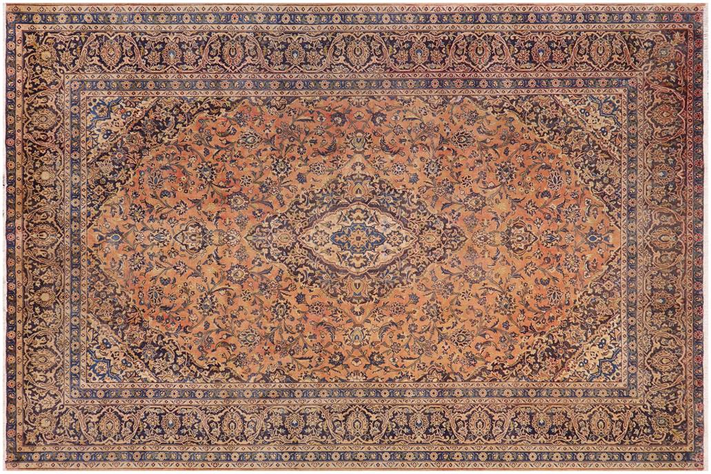 handmade Traditional Kashan Red Blue Hand Knotted RECTANGLE 100% Wool Pile area rug 10x13