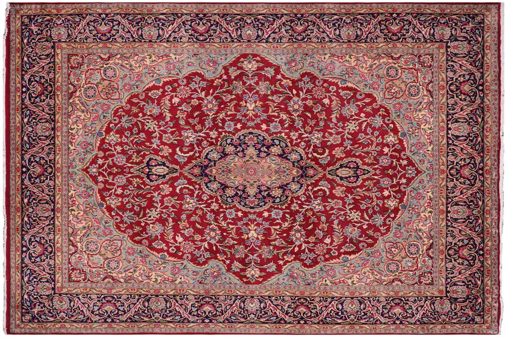 handmade Traditional Kashan Pink Blue Hand Knotted RECTANGLE 100% Wool Pile area rug 10x13