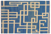 handmade Modern Kilim Blue Beige Hand-Woven RECTANGLE 100% WOOL area rug 8 x 10