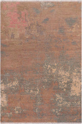 handmade Modern Modern Brown Green Hand Knotted RECTANGLE WOOL&SILK area rug 8X10