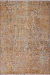 handmade Modern Modern Tan Blue Hand Knotted RECTANGLE WOOL&SILK area rug 9X12