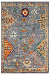 handmade Traditional Oushak Gray Blue Hand Knotted RECTANGLE 100% WOOL area rug 5X8