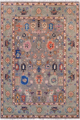 handmade Traditional Oushak Gray Green Hand Knotted RECTANGLE 100% WOOL area rug 5X7