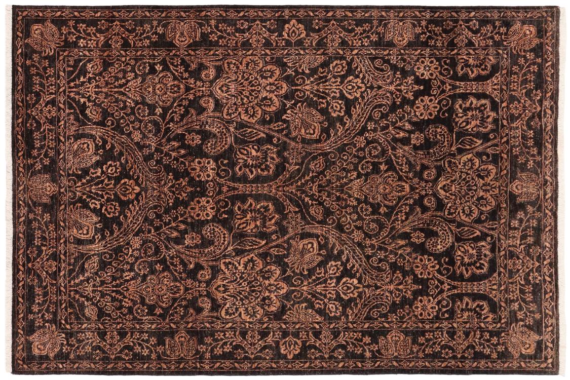 handmade Traditional Kafkaz Black Brown Hand Knotted RECTANGLE 100% WOOL area rug 5 x 7