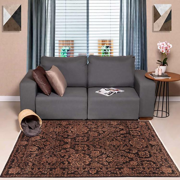 handmade Traditional Kafkaz Black Brown Hand Knotted RECTANGLE 100% WOOL area rug 5 x 7