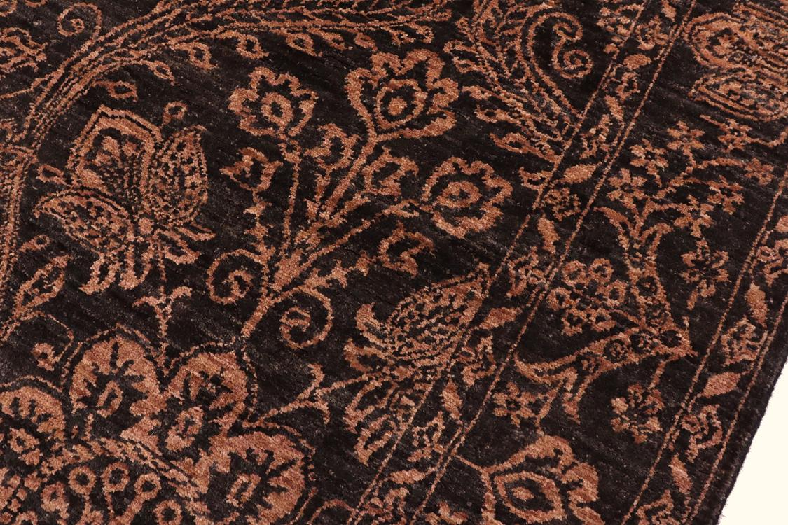 handmade Traditional Kafkaz Black Brown Hand Knotted RECTANGLE 100% WOOL area rug 5 x 7