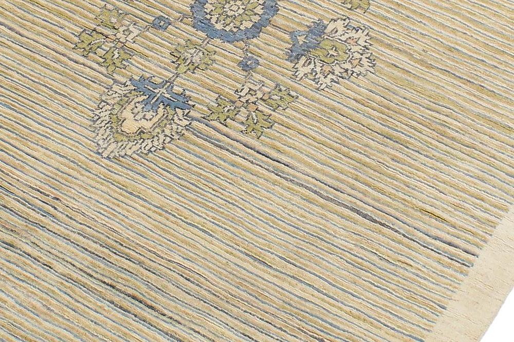handmade Modern Kafkaz Beige Blue Hand Knotted RECTANGLE 100% WOOL area rug 5 X6