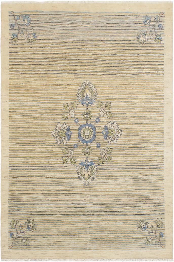 handmade Modern Kafkaz Beige Blue Hand Knotted RECTANGLE 100% WOOL area rug 5 X6
