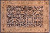 handmade Transitional Agra Tabriz Blue Tan Hand Knotted RECTANGLE 100% WOOL area rug 9x12