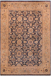 Traditional Agra Tabriz Dena Blue Tan Hand Knotted Area rugs 9X12