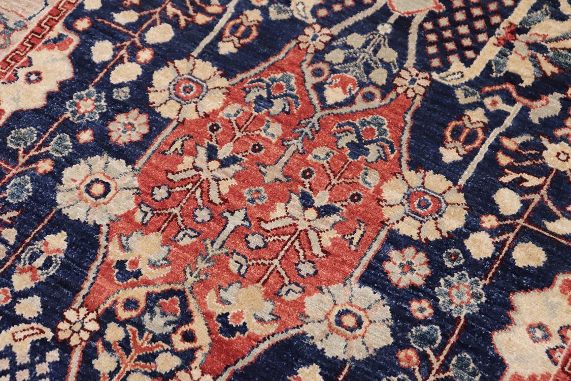 handmade Traditional Kafkaz Blue Brown Hand Knotted RECTANGLE 100% WOOL area rug 4 x 6
