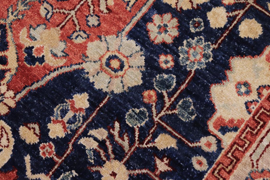 handmade Traditional Kafkaz Blue Brown Hand Knotted RECTANGLE 100% WOOL area rug 4 x 6