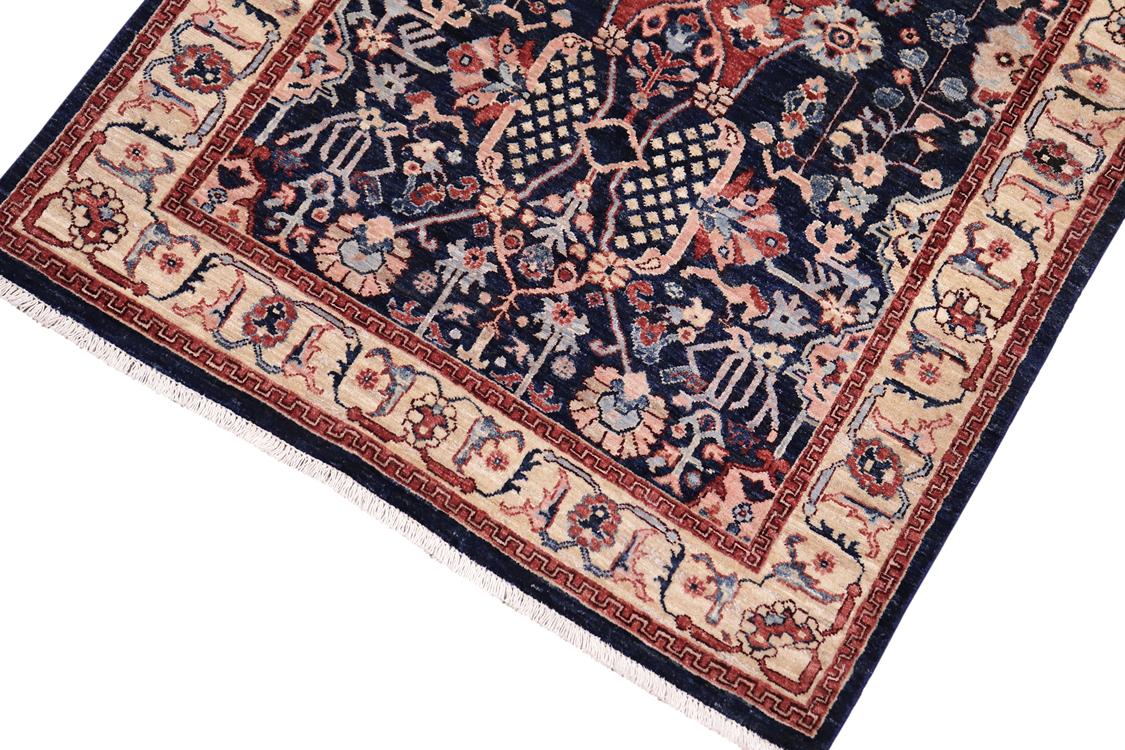 handmade Traditional Kafkaz Blue Tan Hand Knotted RECTANGLE 100% WOOL area rug 4 x 6