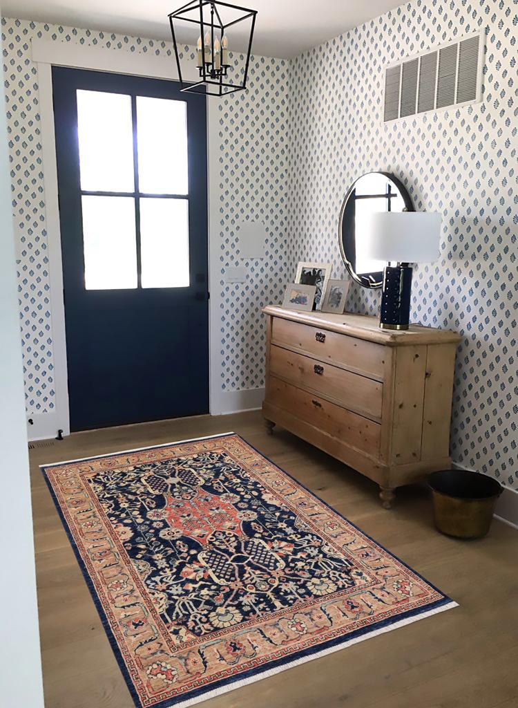 handmade Traditional Kafkaz Blue Brown Hand Knotted RECTANGLE 100% WOOL area rug 4 x 6