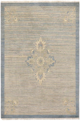 handmade Modern Kafkaz Blue Beige Hand Knotted RECTANGLE 100% WOOL area rug 3 X5