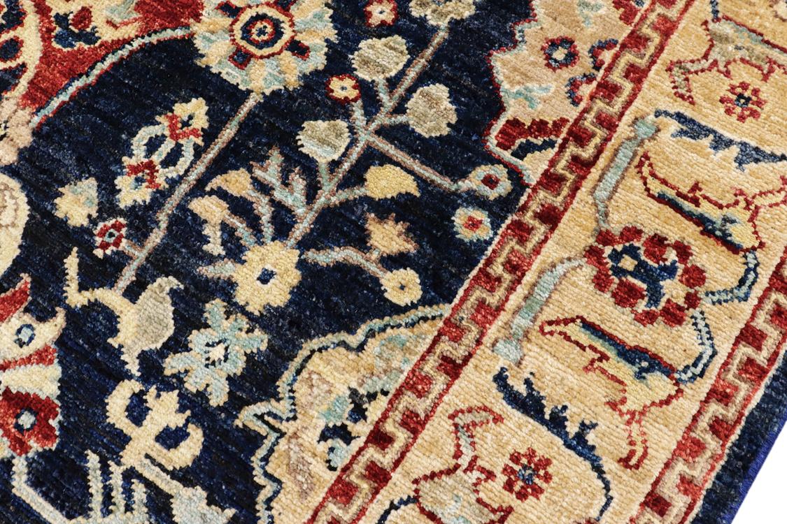 handmade Traditional Kafkaz Blue Tan Hand Knotted RECTANGLE 100% WOOL area rug 4 x 6