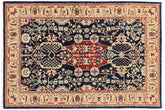 handmade Traditional Kafkaz Blue Tan Hand Knotted RECTANGLE 100% WOOL area rug 4x6