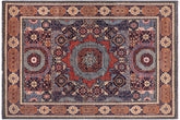 handmade Geometric Mamluk Blue Rust Hand Knotted RECTANGLE WOOL&SILK area rug 8 x 10