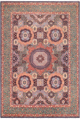 handmade Geometric Mamluk Blue Green Hand Knotted RECTANGLE 100% WOOL area rug 9 x 12