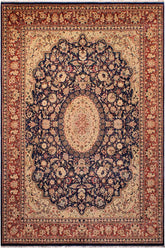 Traditional Hussani Lorna Blue Rose Hand Knotted Area rugs 9X12