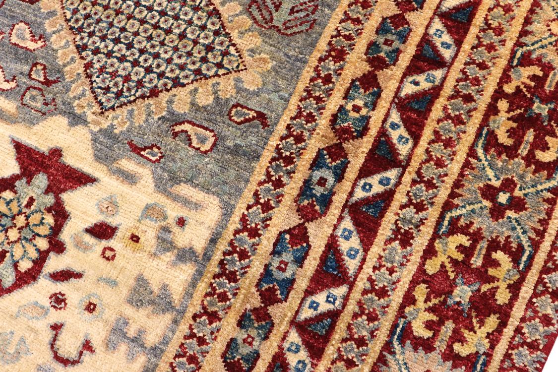 handmade Traditional Kafkaz Gray Red Hand Knotted RECTANGLE 100% WOOL area rug 5 x 6