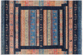 handmade Geometric Kurjean Blue Pink Hand Knotted RECTANGLE 100% WOOL area rug 6x8