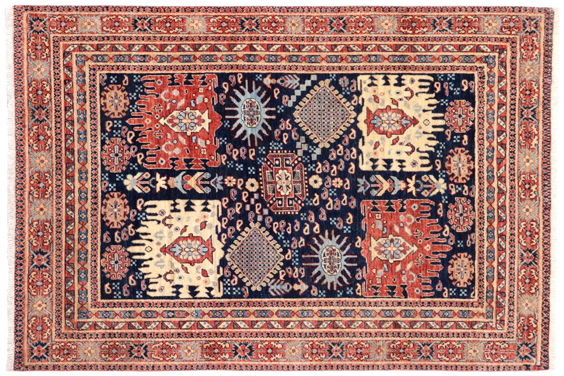 handmade Traditional Kafkaz Blue Rust Hand Knotted RECTANGLE 100% WOOL area rug 5 x 7