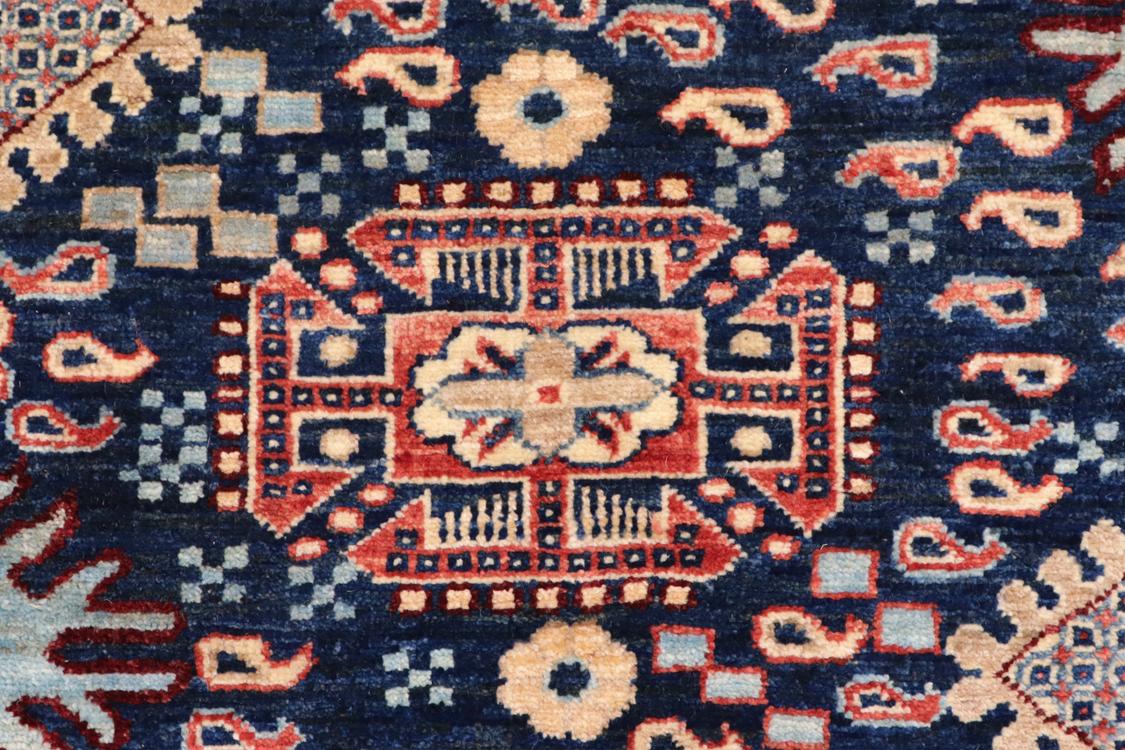 handmade Traditional Kafkaz Blue Rust Hand Knotted RECTANGLE 100% WOOL area rug 5 x 7