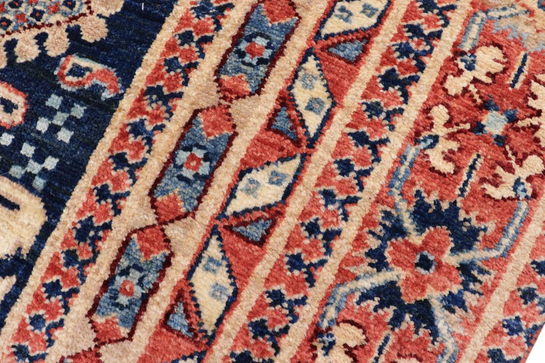 handmade Traditional Kafkaz Blue Rust Hand Knotted RECTANGLE 100% WOOL area rug 5 x 7