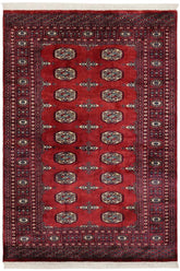 handmade Geometric Bokhara Red Blue Hand Knotted RECTANGLE 100% WOOL area rug 4X6