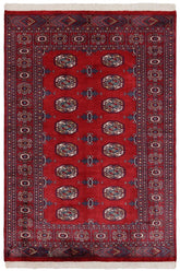 handmade Geometric Bokhara Red Blue Hand Knotted RECTANGLE 100% WOOL area rug 4X6