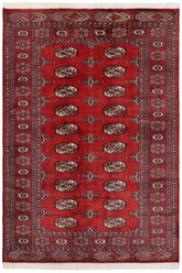 handmade Geometric Bokhara Red Rust Hand Knotted RECTANGLE 100% WOOL area rug 4X6