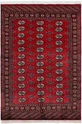 handmade Geometric Bokhara Red Beige Hand Knotted RECTANGLE 100% WOOL area rug 4X7