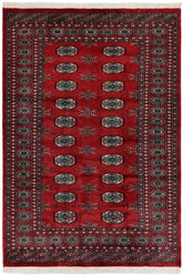 handmade Geometric Bokhara Red Green Hand Knotted RECTANGLE 100% WOOL area rug 4X6