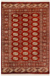 handmade Geometric Bokhara Rust Beige Hand Knotted RECTANGLE 100% WOOL area rug 4X6