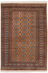 handmade Geometric Bokhara Brown Beige Hand Knotted RECTANGLE 100% WOOL area rug 4X6