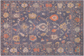 handmade Traditional Oushak Blue Gray Hand Knotted RECTANGLE WOOL&SILK area rug 10' x 14'