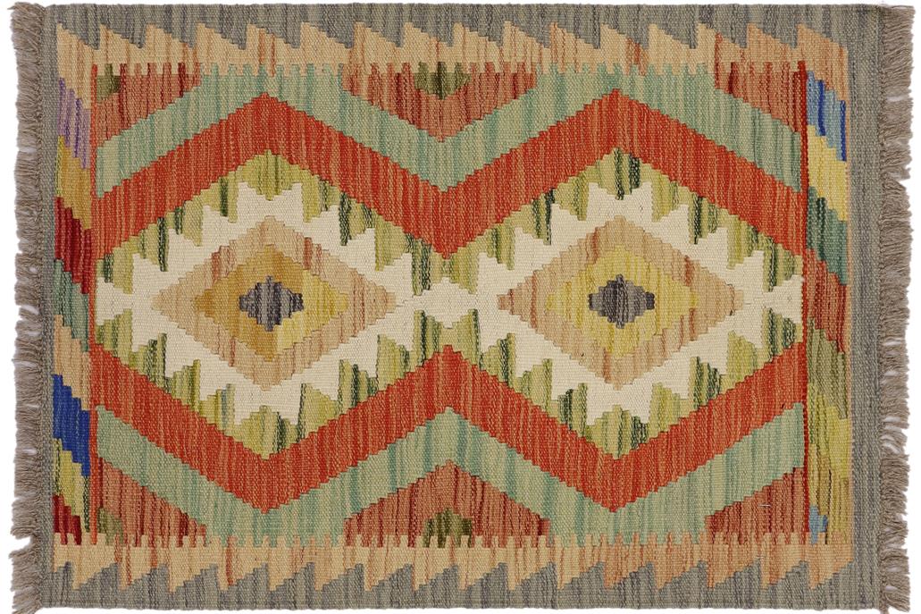 Flat Weave Kilim, Antique, Navaho, Vintage, Handmade, Geometric Kilim Gray Beige Hand-Woven Rectangle 100% Wool Area Rug 2 x 3