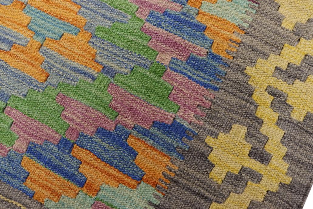 Flat Weave Kilim, Antique, Navaho, Vintage, Handmade, Geometric Kilim Gray Gold Hand-Woven Rectangle 100% Wool Area Rug 2 x 3