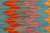 Flat Weave Kilim, Antique, Navaho, Vintage, Handmade, Modern Kilim Blue Rust Hand-Woven Rectangle 100% Wool Area Rug 2 x 3